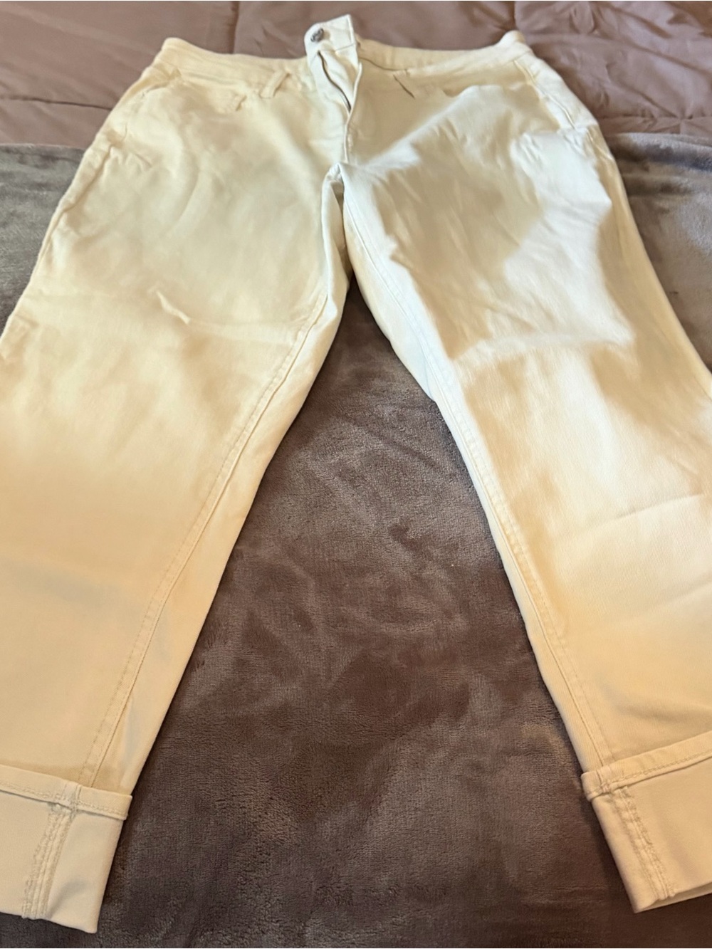 Maurices Cream Cropped High-Rise Straight Jeans